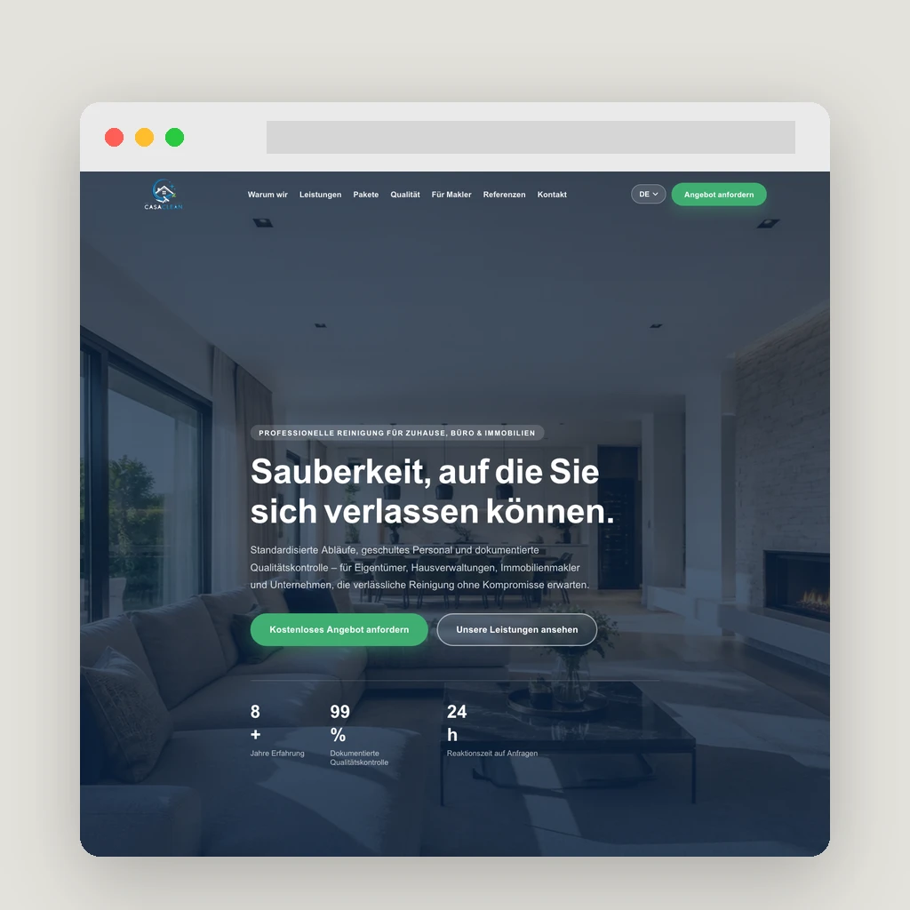 CASACLEAN — website design for a professional cleaning service in Germany